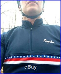 Rapha USA Navy Country SportsWool Long Sleeve Cycling Jersey Sz Large 9/10