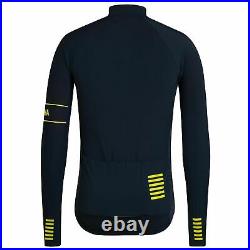 Rapha pro team aero long sleeve thermal cycling jersey dark navy chartreusse lrg