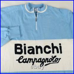 Santini Italy Bianchi Campagnolo Wool Blend 1/4 Zip Cycling Pullover Jersey 50