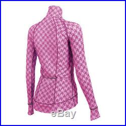 Shebeest Chill Factor Houndstooth Long Sleeve Cycling Jersey -beetroot (pink)