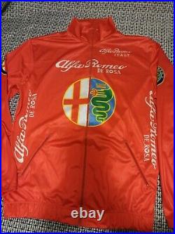 VTG Alfa Romeo De Rosa Cycling Red Windbreaker Jacket Full Zip Up Size 5 Italy