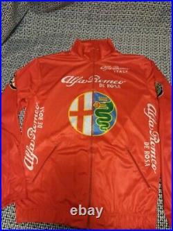 VTG Alfa Romeo De Rosa Cycling Red Windbreaker Jacket Full Zip Up Size 5 Italy