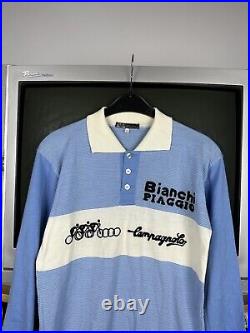 Vintage 80s SMS Santini Bianchi Campagnolo Wool Cycle Jersey