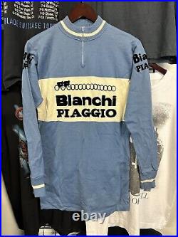 Vintage Bianchi Piaggio Jersey Cycling Long Sleeve Shirt VTG