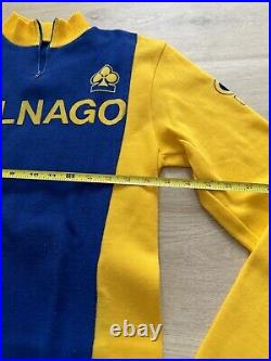Vintage COLNAGO Cycling Wool Long Sleeve Racing Jersey Yellow Rare