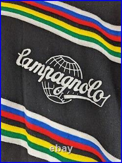 Vintage Campagnolo Black Rainbow Long Sleeve Wool Pullover Cycling Jersey Size 5