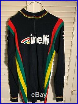 Vintage Cinelli GIORDANA Wool SS Cycling ZIPJersey LONG SLEEVE- SIZE 4 Italy