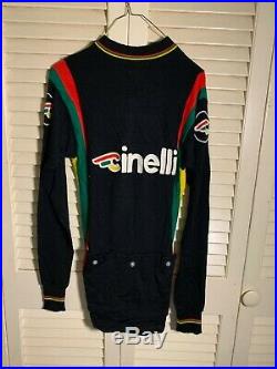 Vintage Cinelli GIORDANA Wool SS Cycling ZIPJersey LONG SLEEVE- SIZE 4 Italy