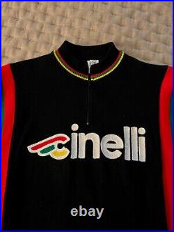 Vintage Cinelli Rare 1980's Wool Blend Long Sleeve Cycling Jersey Size S Italy