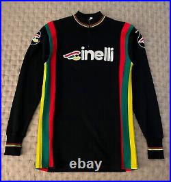 Vintage Cinelli Rare 1980's Wool Blend Long Sleeve Cycling Jersey Size S Italy