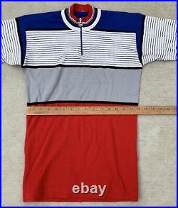 Vintage Cycling Jersey Striped Wool Long Sleeve Castano Primo Size 2