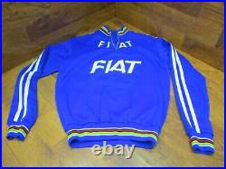 Vintage Fiat 1/4 Zip Long Sleeve Cycling Pullover Blue White World Champion