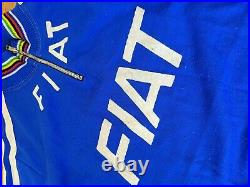 Vintage Fiat 1/4 Zip Long Sleeve Cycling Pullover Blue White World Champion