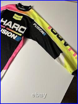 Vintage Haro Old School Classic BMX Bicycle Freestyle Race Jersey GT Neon Sz L