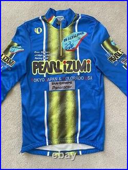 Vintage Pearl Izumi Cycling Jersey M Ishikawa Tokyo & Colorado Blue Zip Side