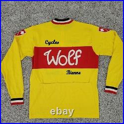 Woolistic Wolf Cycling Jersey Wool US MENS MEDIUM Cycles Bienne Rare